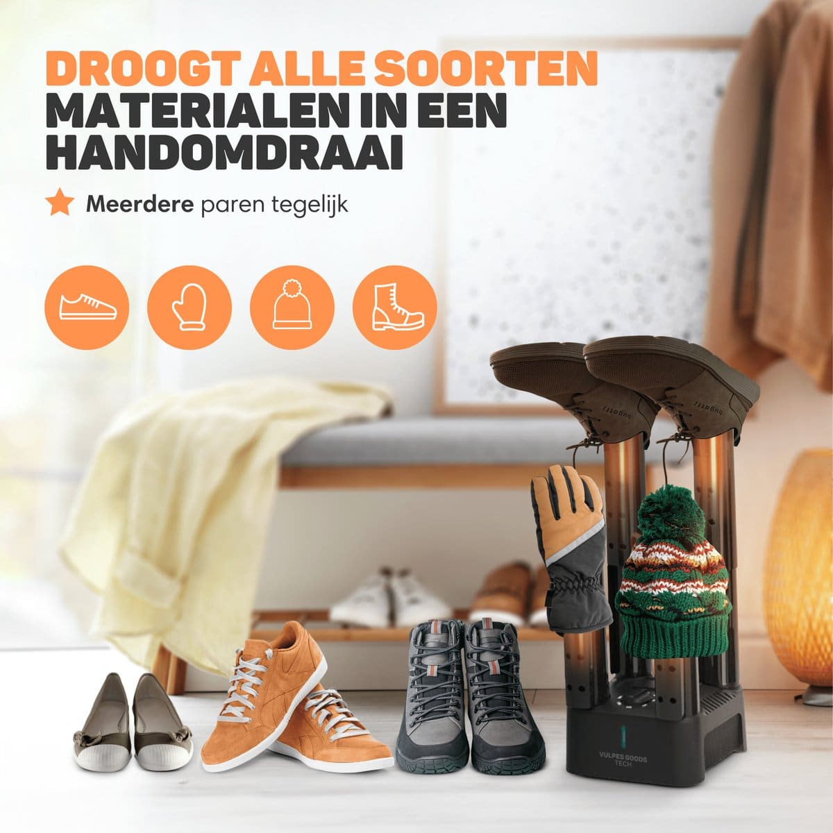 HOMCOM shoe dryer, electric shoe freshener for 2 pairs of shoes, shoe