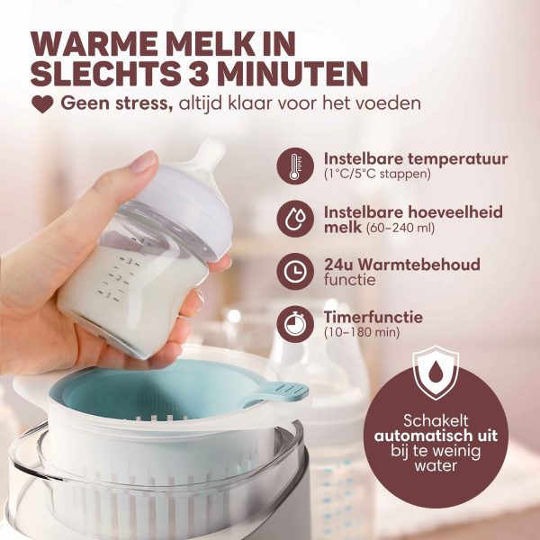 vul de flessenwarmer met water of melk